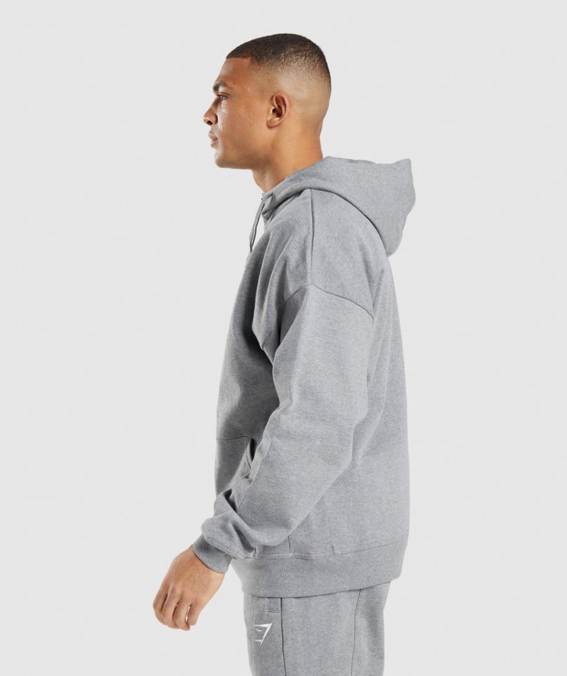 Men's Gymshark Essential Zip Up Hoodie Grey | NZ 4GNJDP